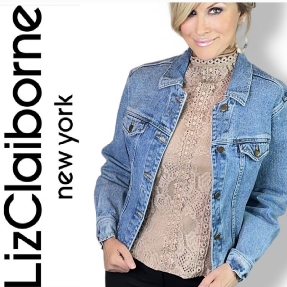 Liz Claiborne Authentic Classic Denim jacket 100% cotton M - Picture 13 of 15